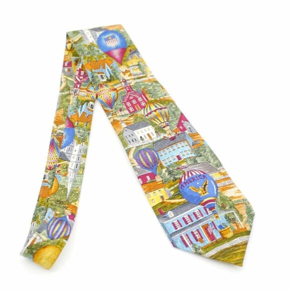 Tango Max Raab Americana Series "The View From Above" Wide Silk Tie - Picture 7 of 7